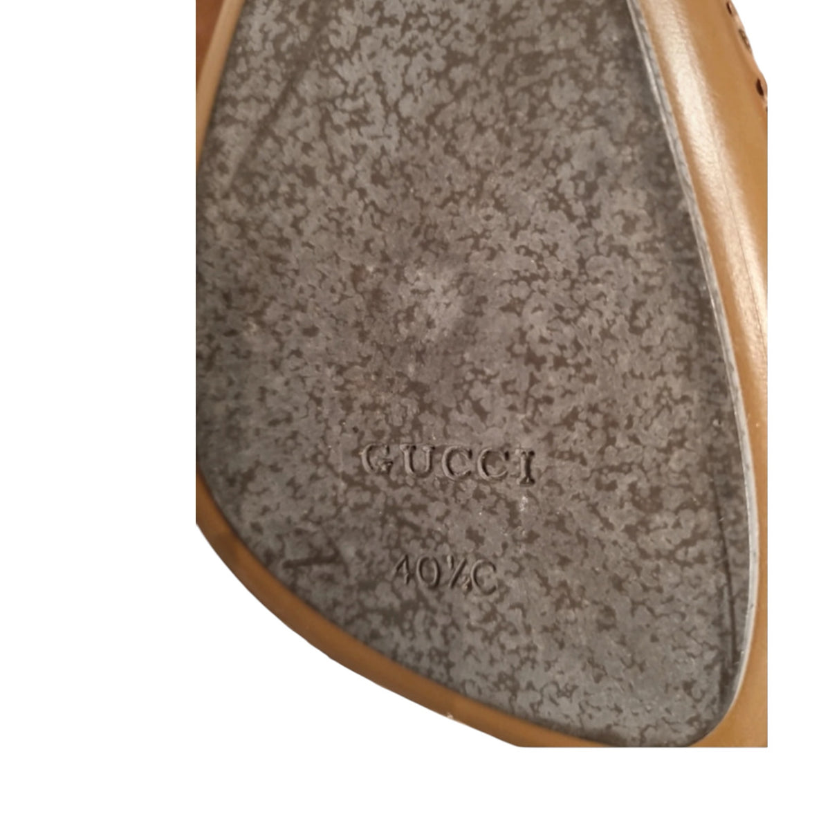 Fivedotsvintage Gucci suede ankle boot sole with embossed logo and size 40C detail