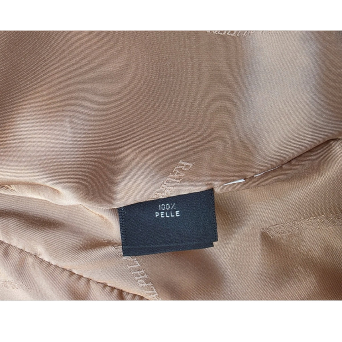 Fivedotsvintage Ralph Lauren leather blazer interior lining with 100% pelle garment tag