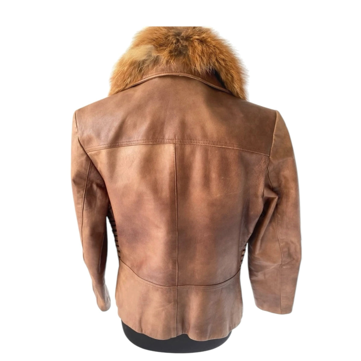 Genuine Leather Jacket With real Fur Collar