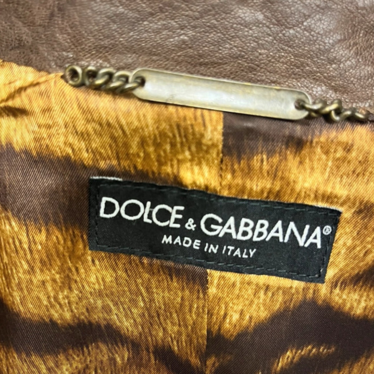 Vintage Dolce&Gabbana brown leather detachable fur jacket