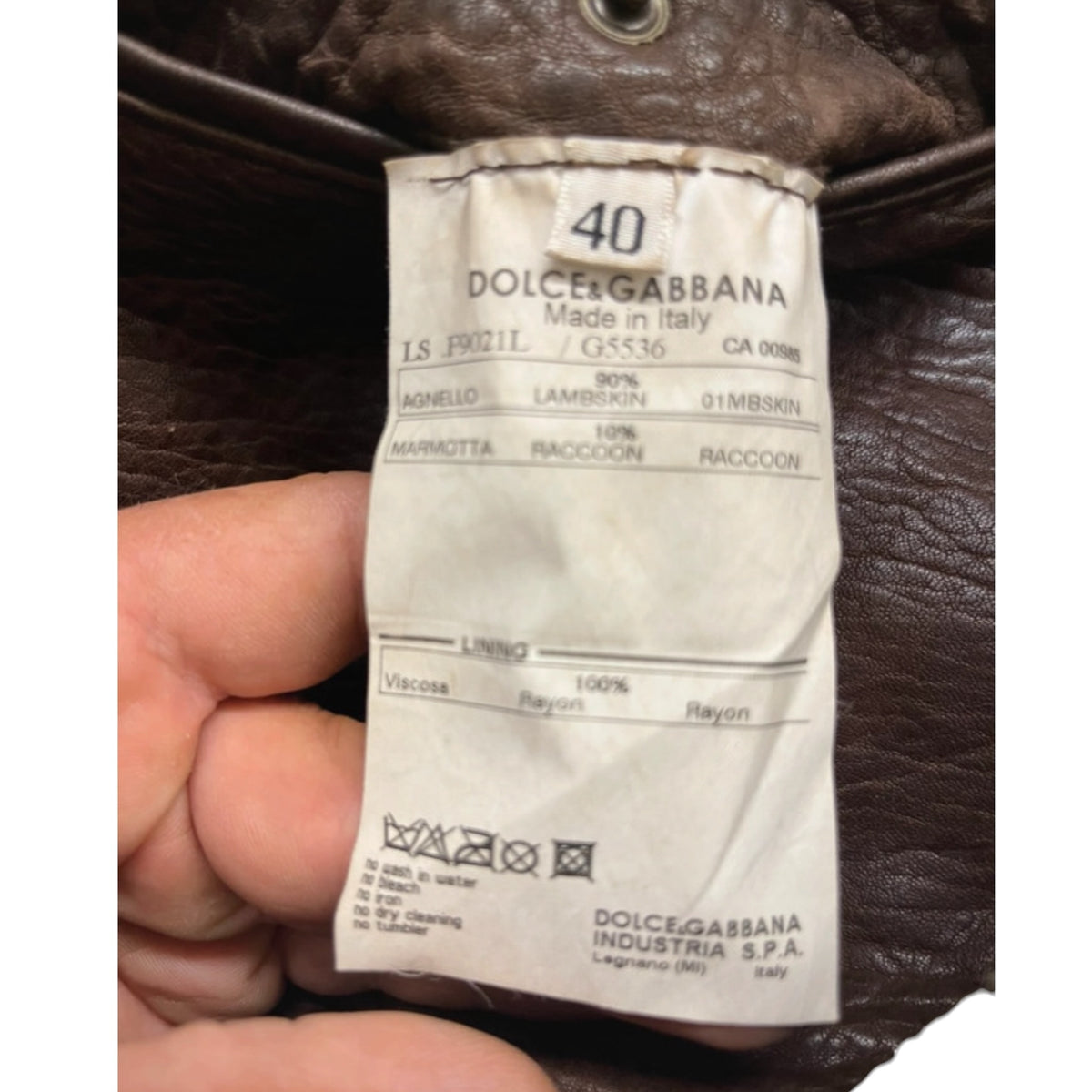 Vintage Dolce&Gabbana brown leather detachable fur jacket
