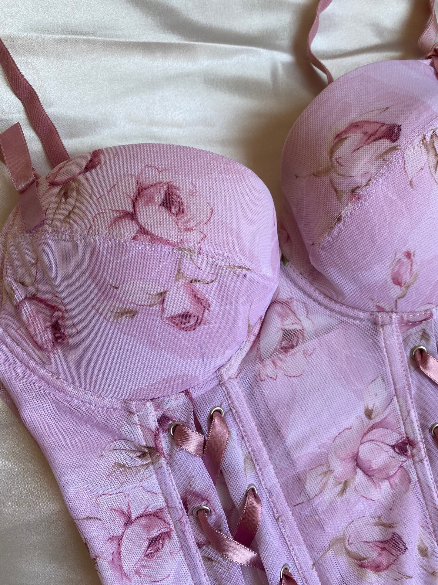 Vintage pink floral corset top