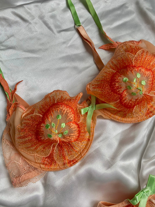Vintage Ravage orange green floral set